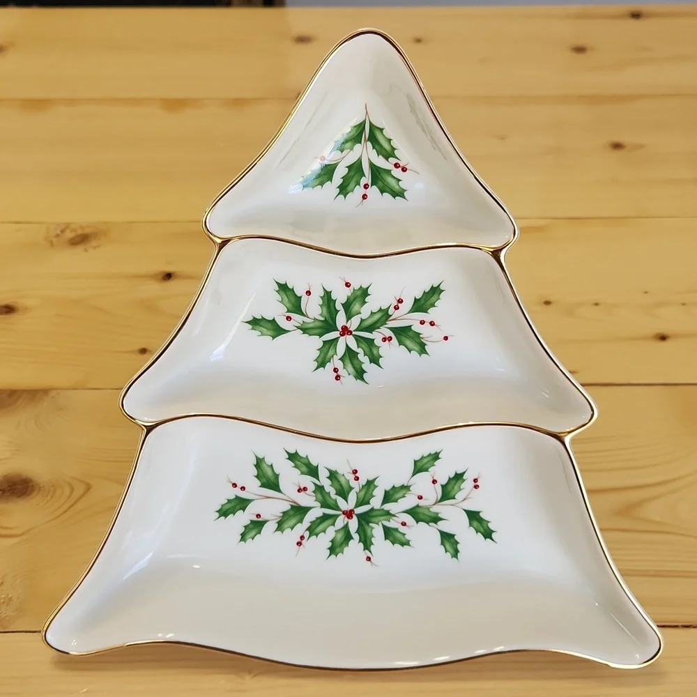 Lenox Holiday Dimension Collection Tree Divided Server - Picture 1 of 12